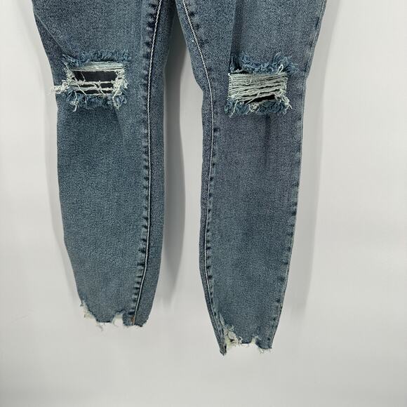 GOOD AMERICAN NWT Good Waist Chew Hem Cropped Jeans In Blue799 // 0 (25) - Picture 8 of 15